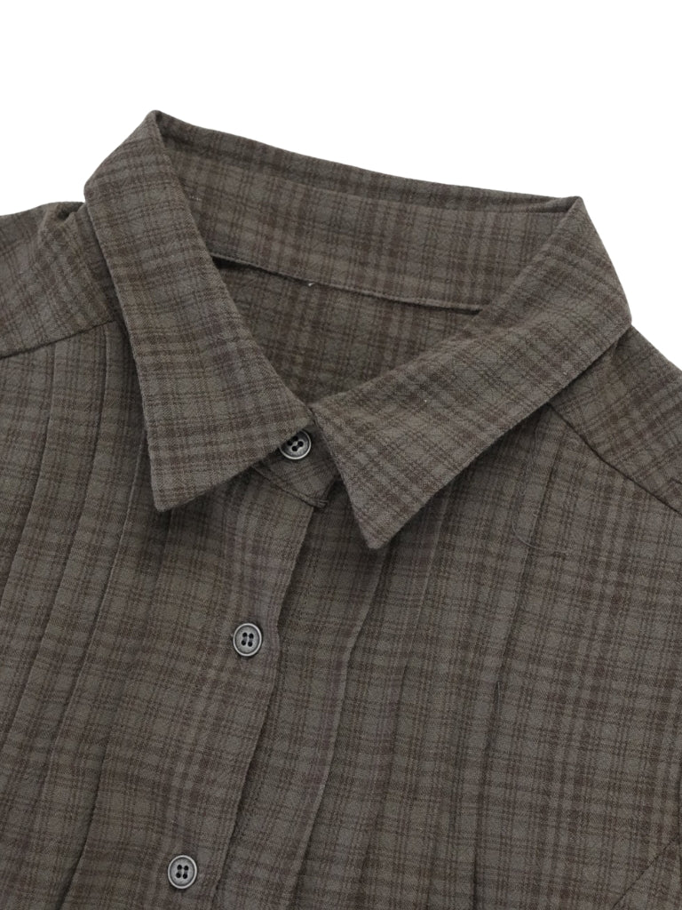 button sleeve check shirt