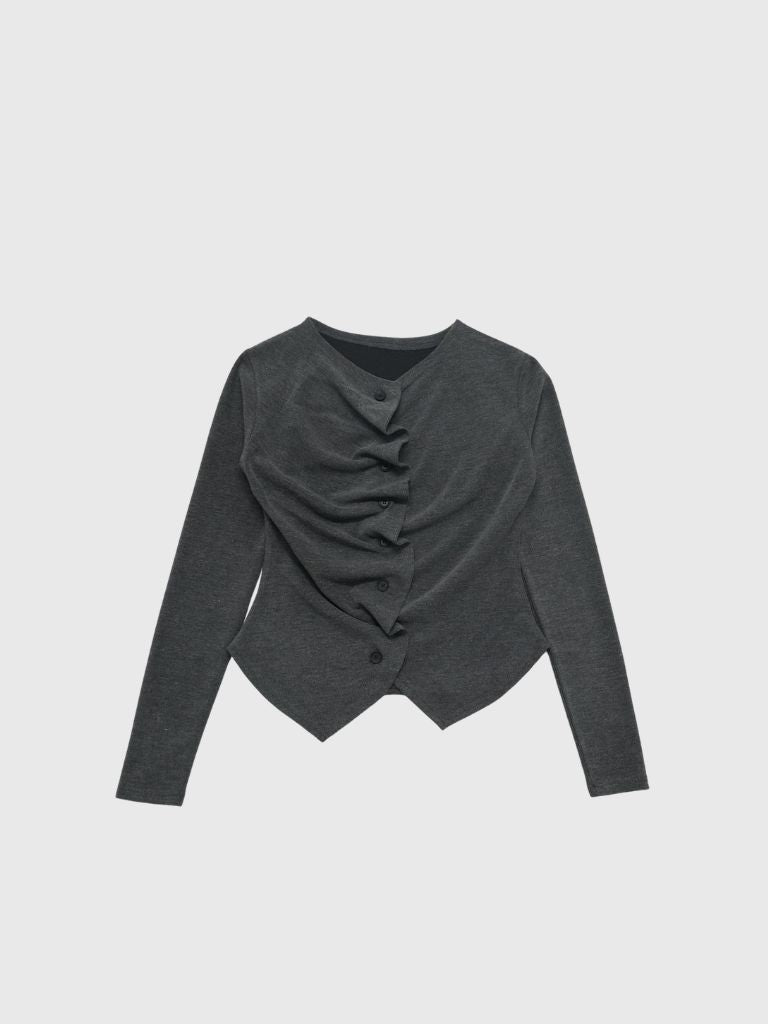 asymmetry frill blouse t