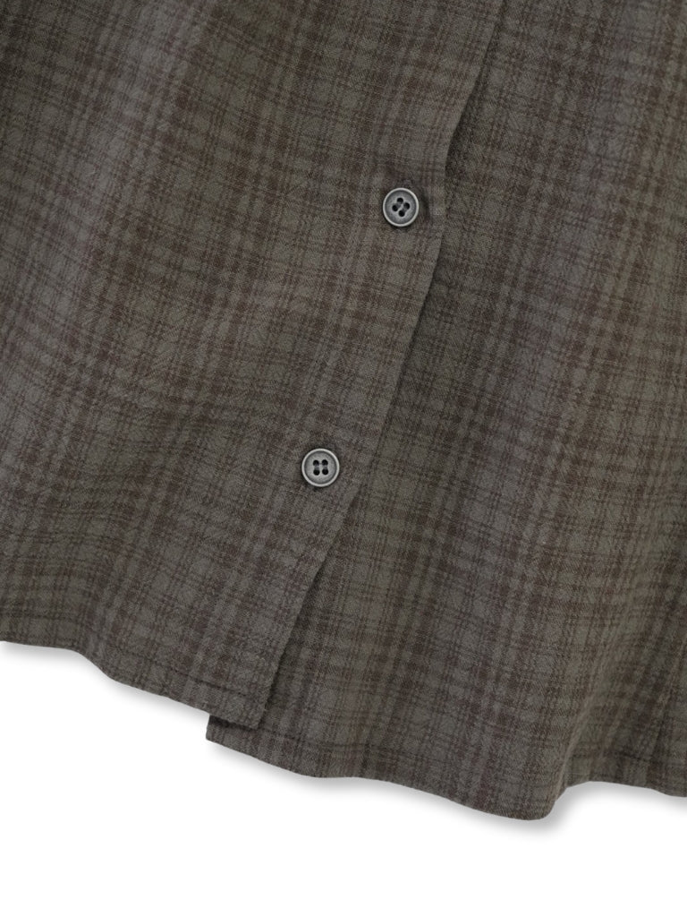 button sleeve check shirt
