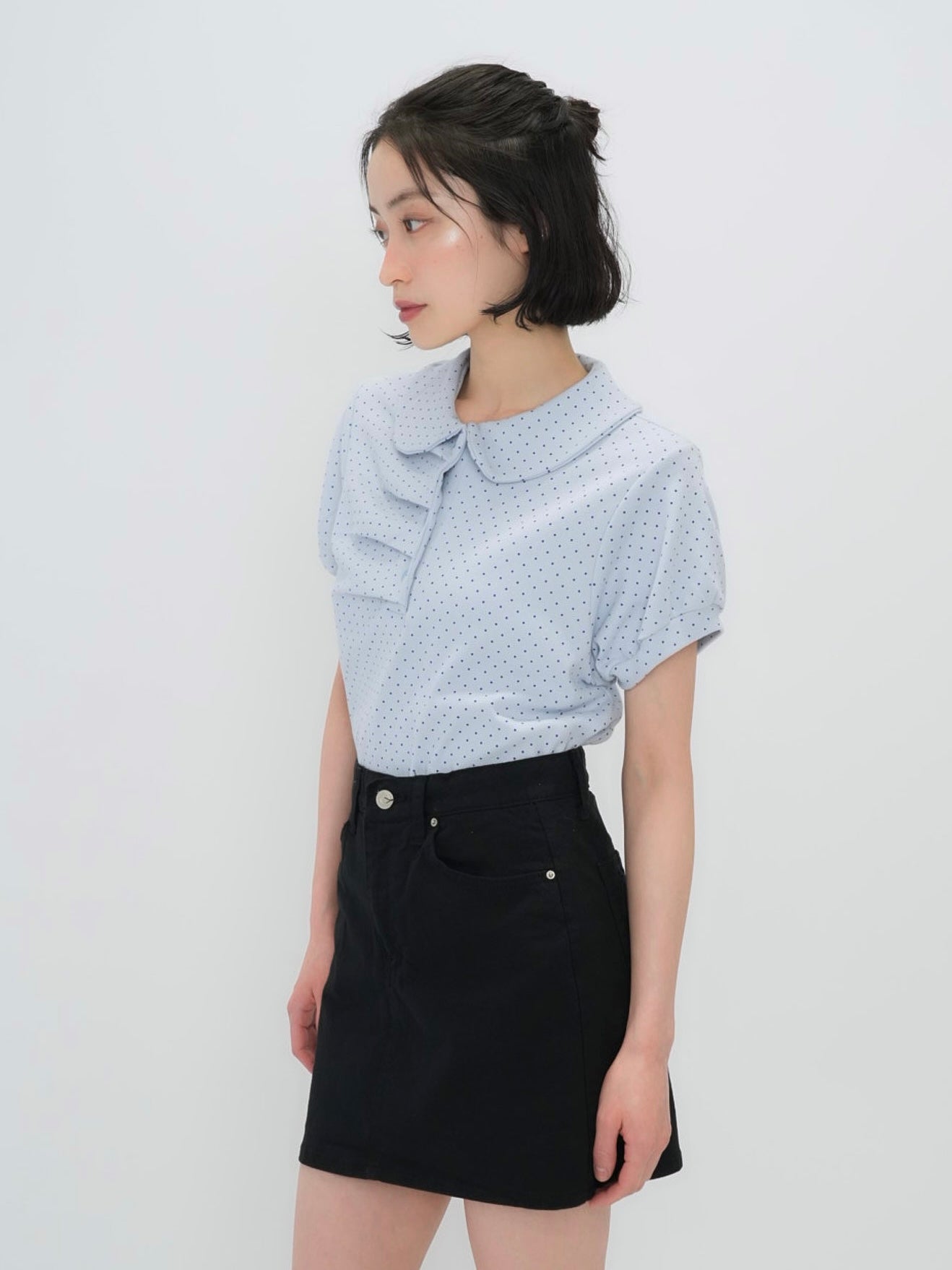 round collar puff dot tops