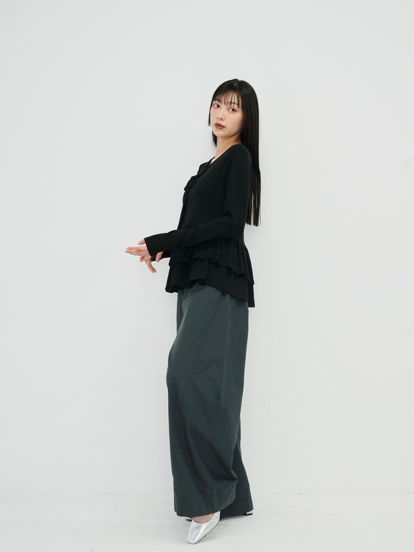 frill front ribbon cardigan
