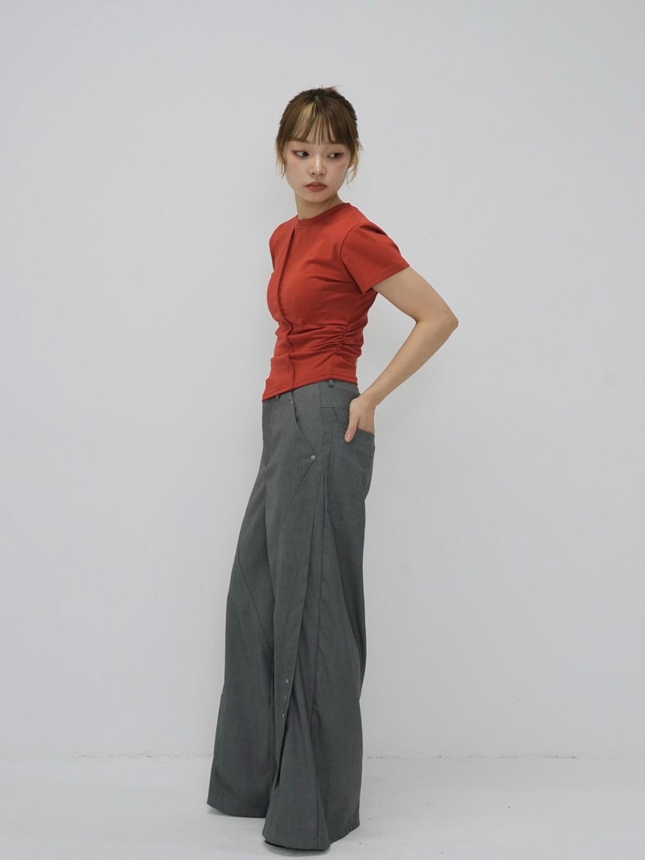 center seam side shirring tops