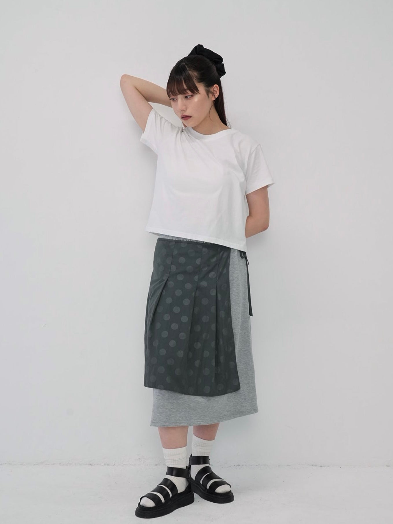 dot layered long skirt