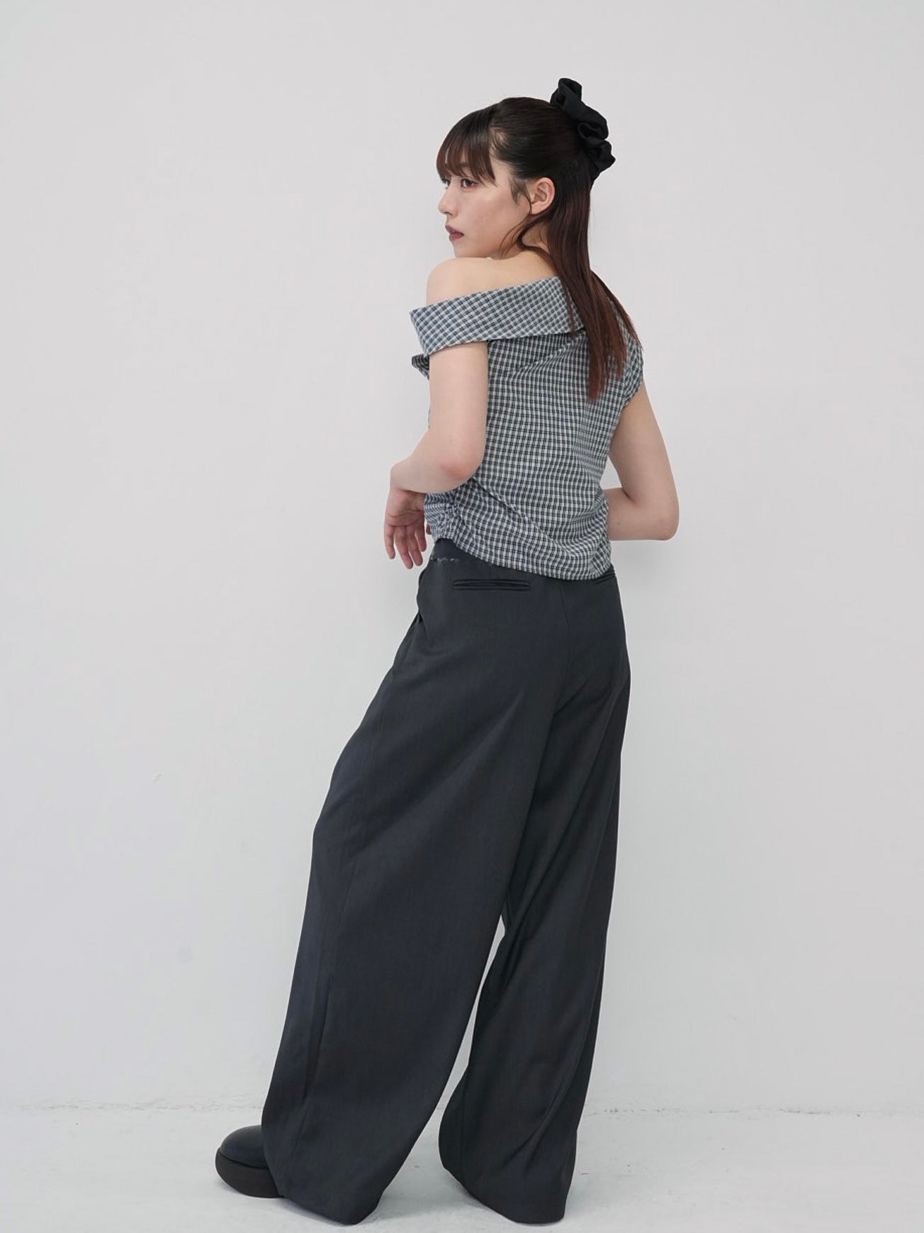 asym check blouse