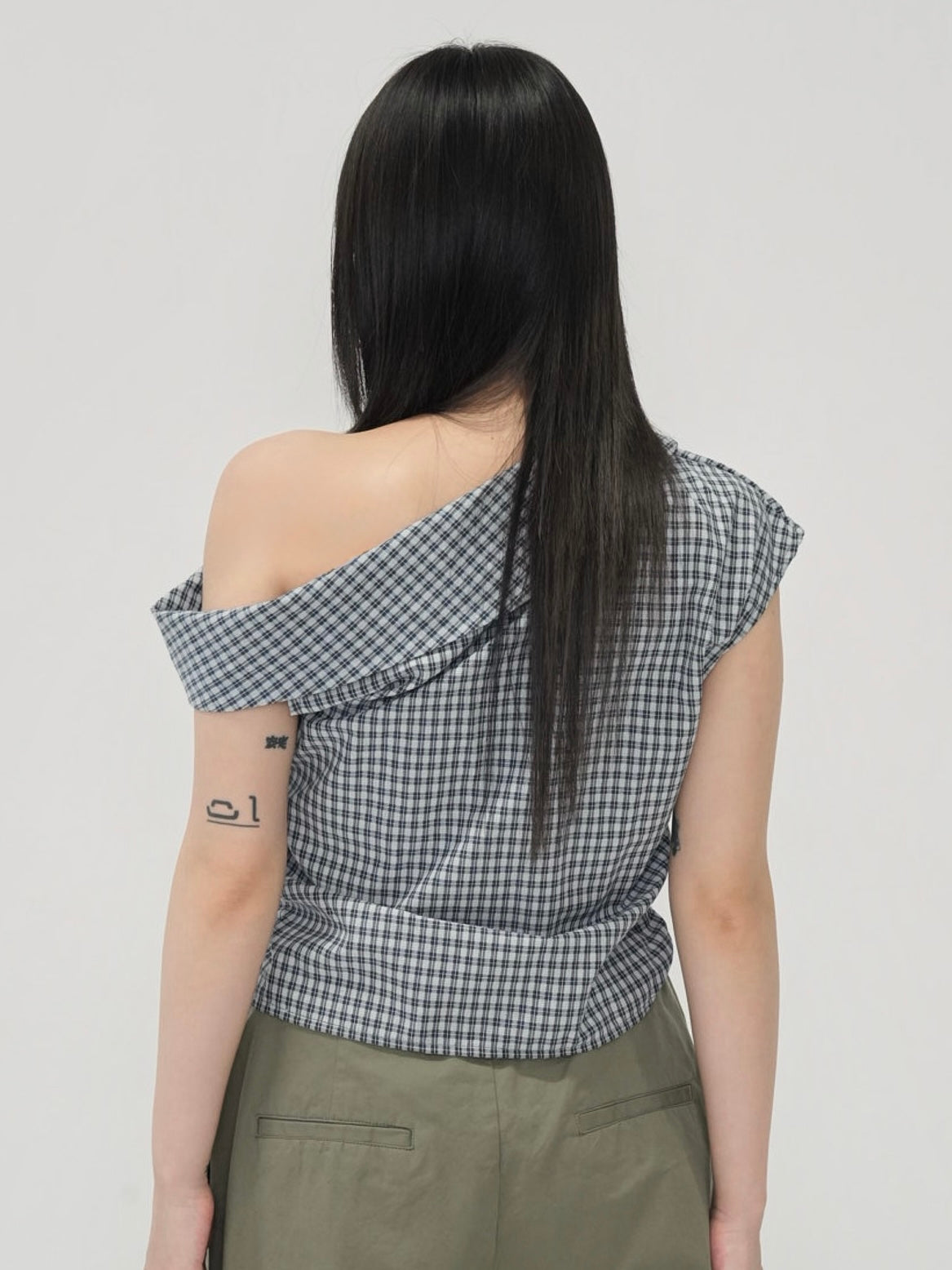 asym check blouse