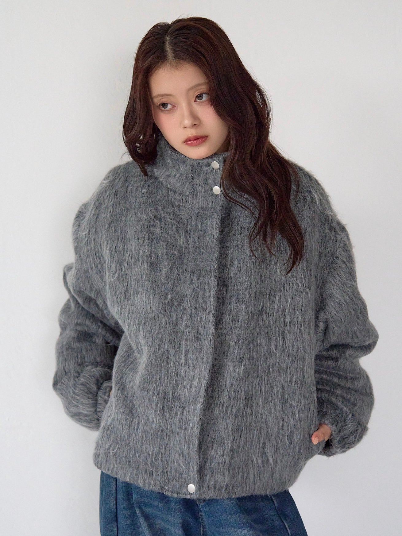 【ヨウ】Enewdnina mohair wool blouson mohair tuck blouson – enewdnina