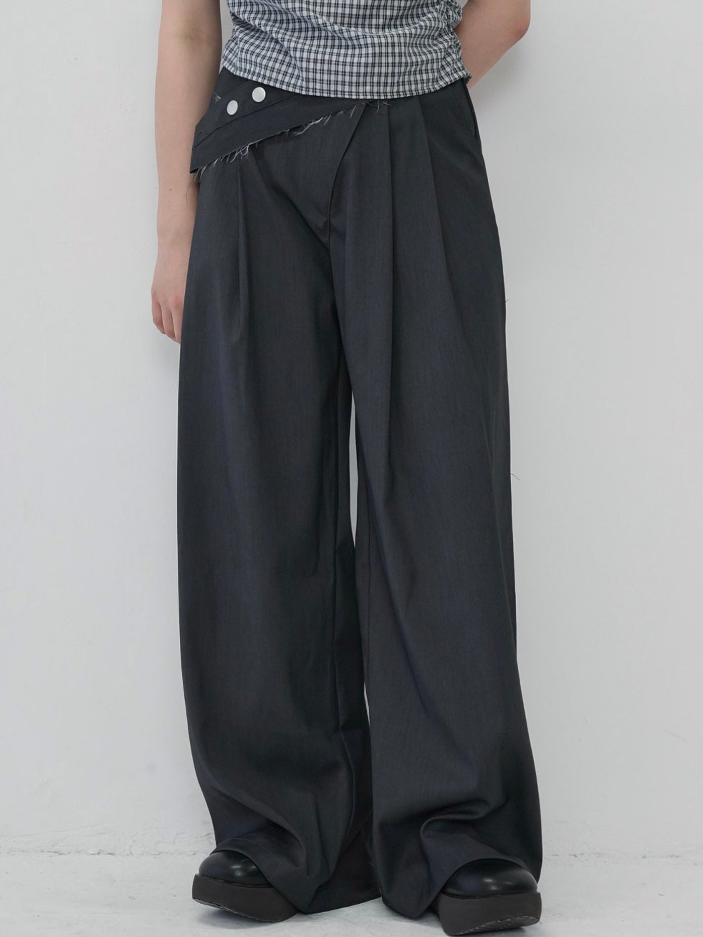 layered belt wide pants