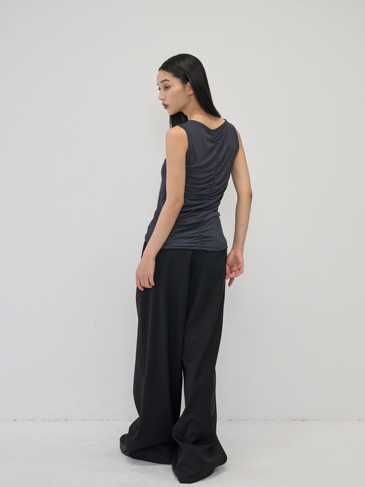 layered belt wide pants