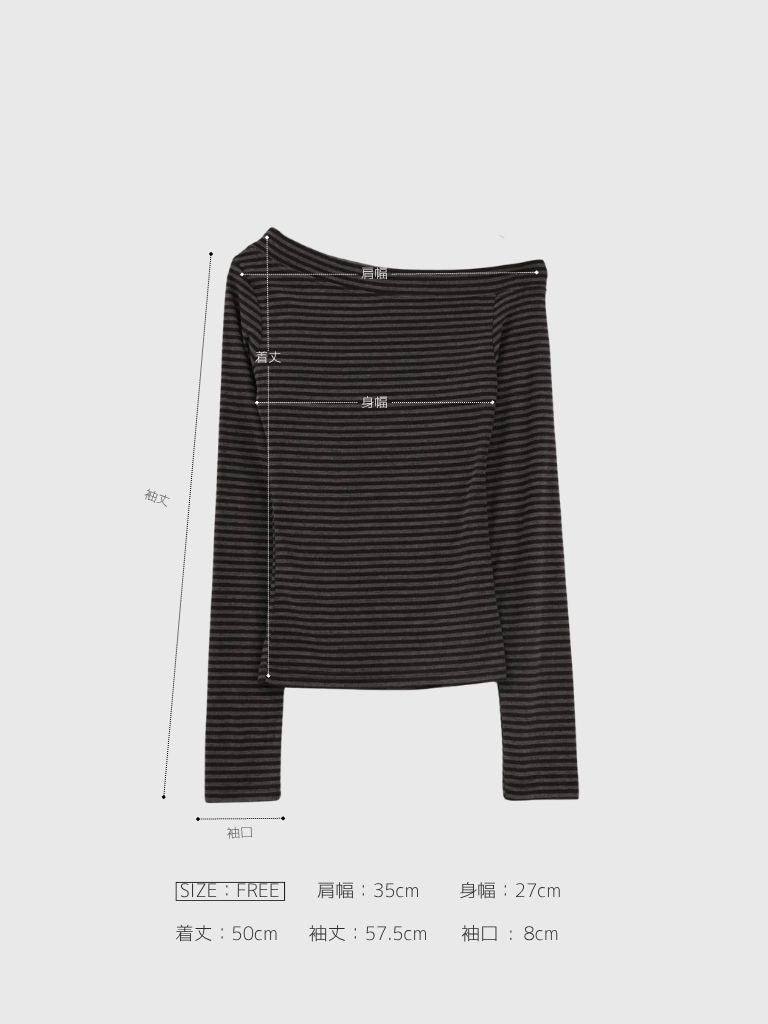 slim off shoulder stripe tops