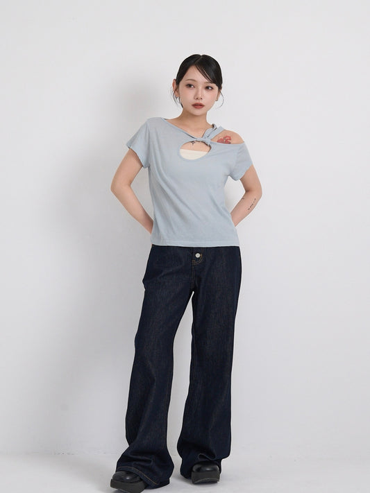one shoulder cut tops