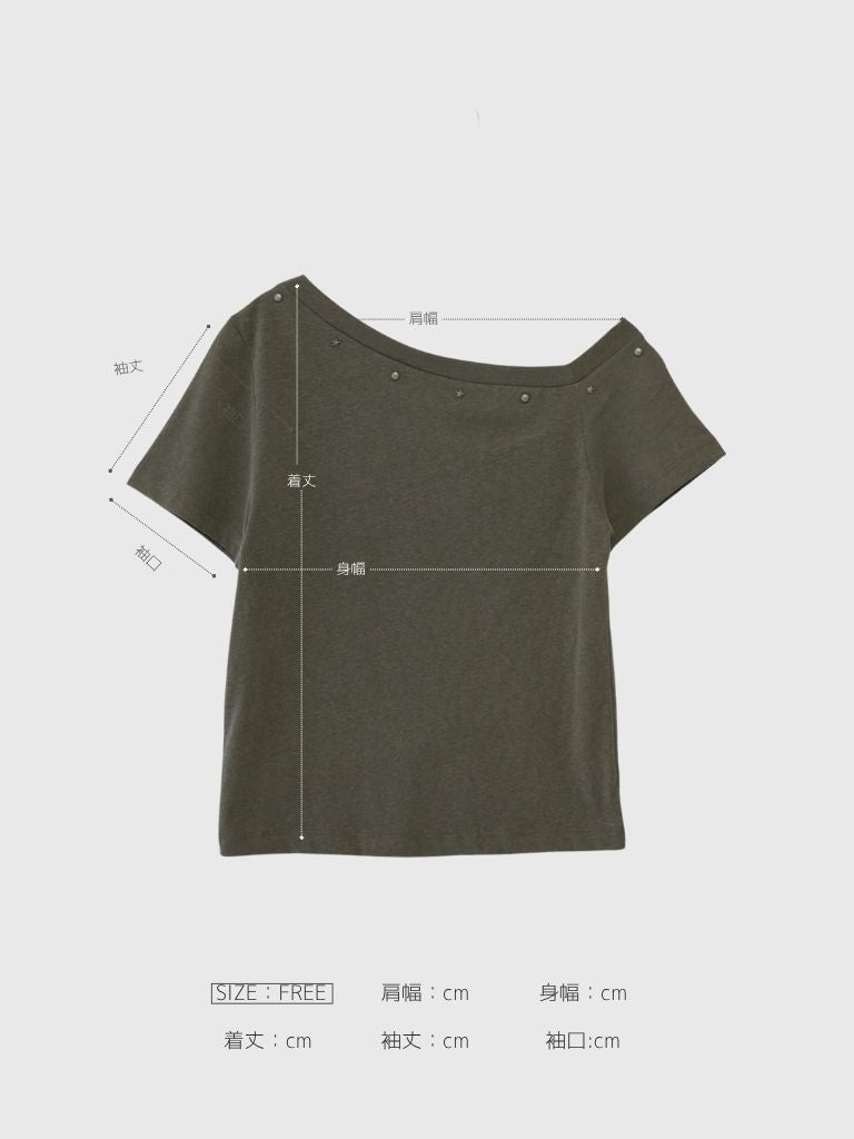 one shoulder stud tops