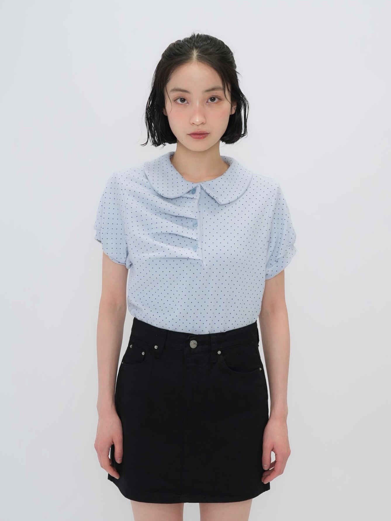 round collar puff dot tops
