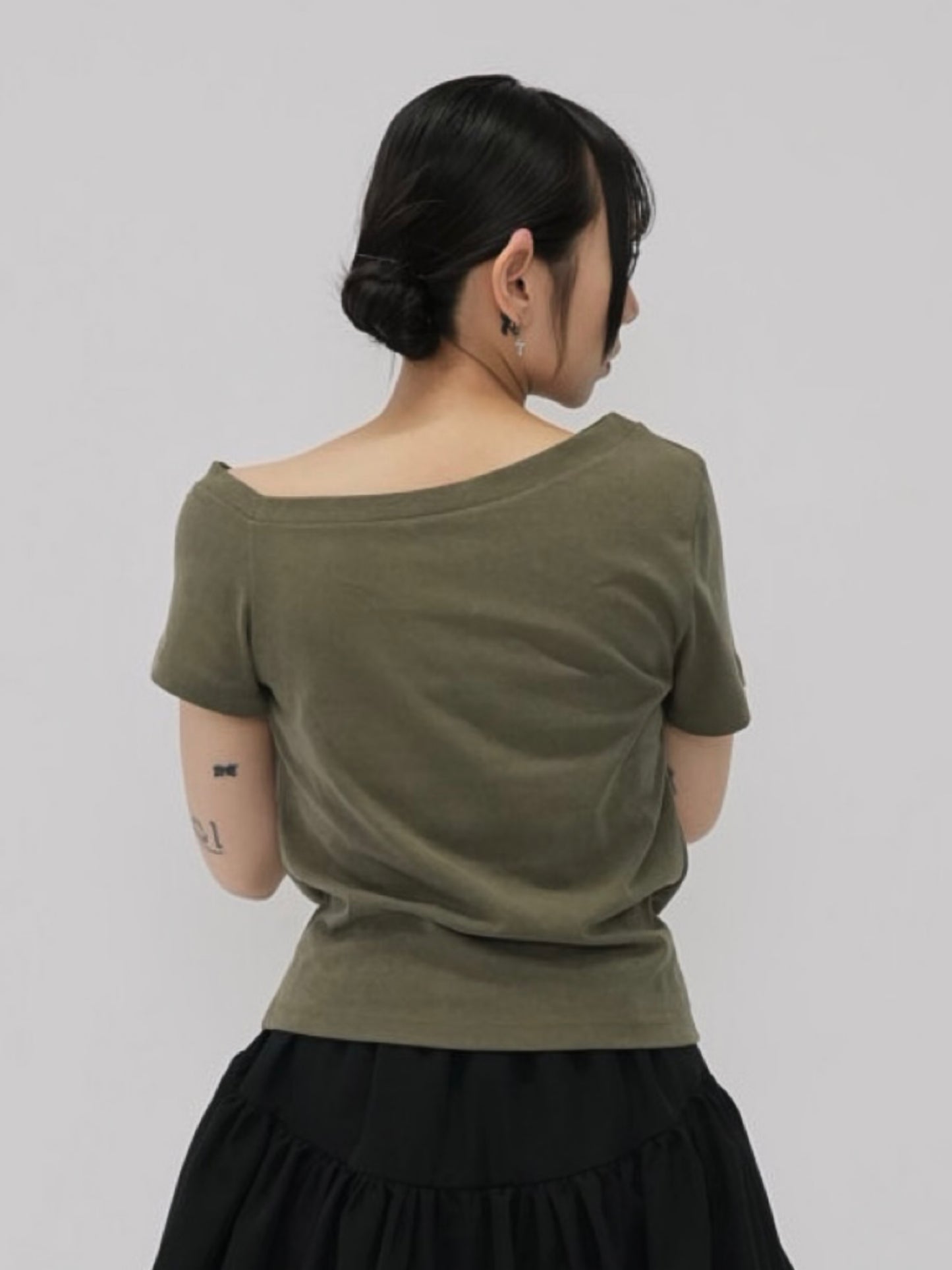 one shoulder stud tops