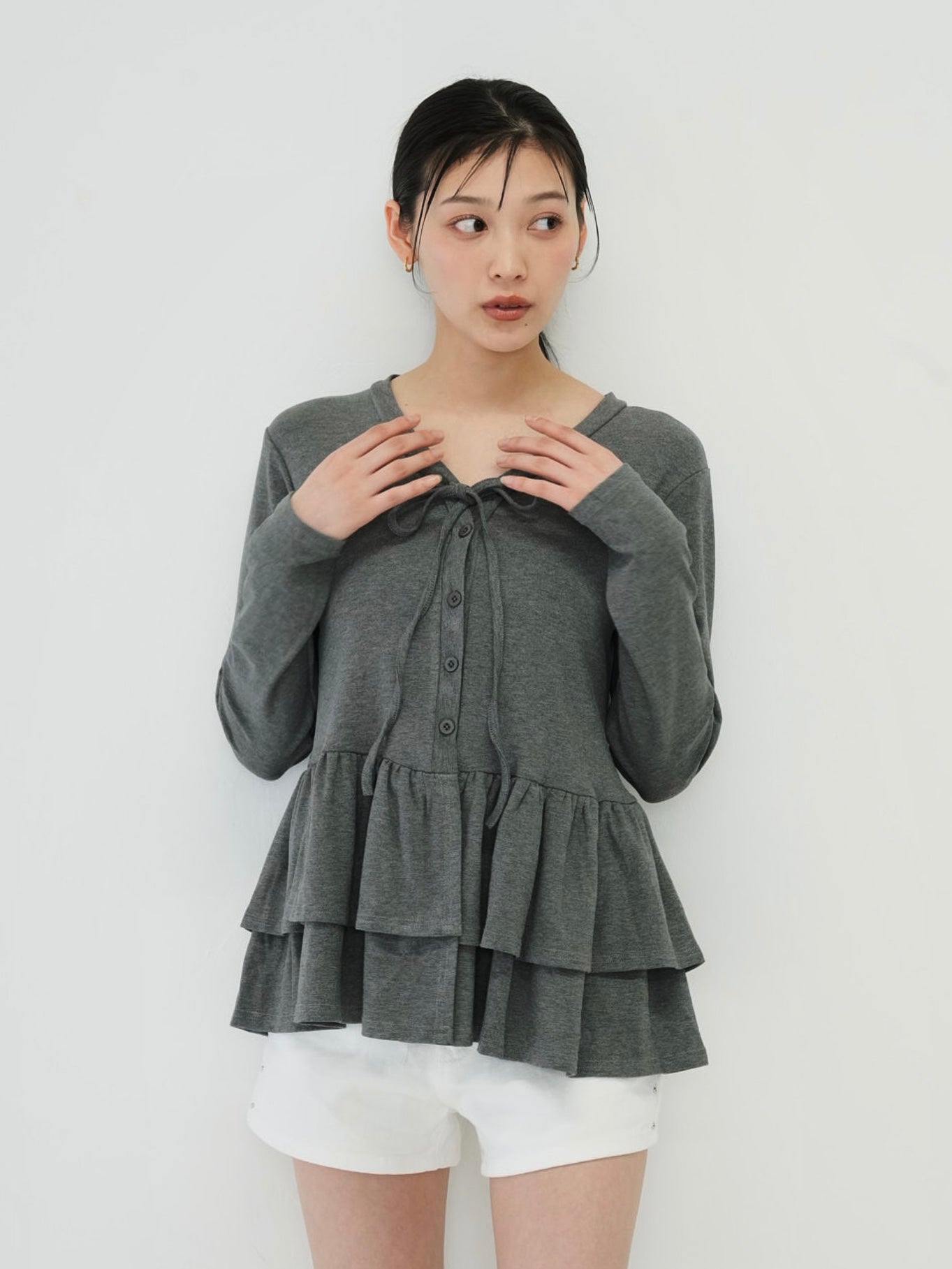 frill front ribbon cardigan