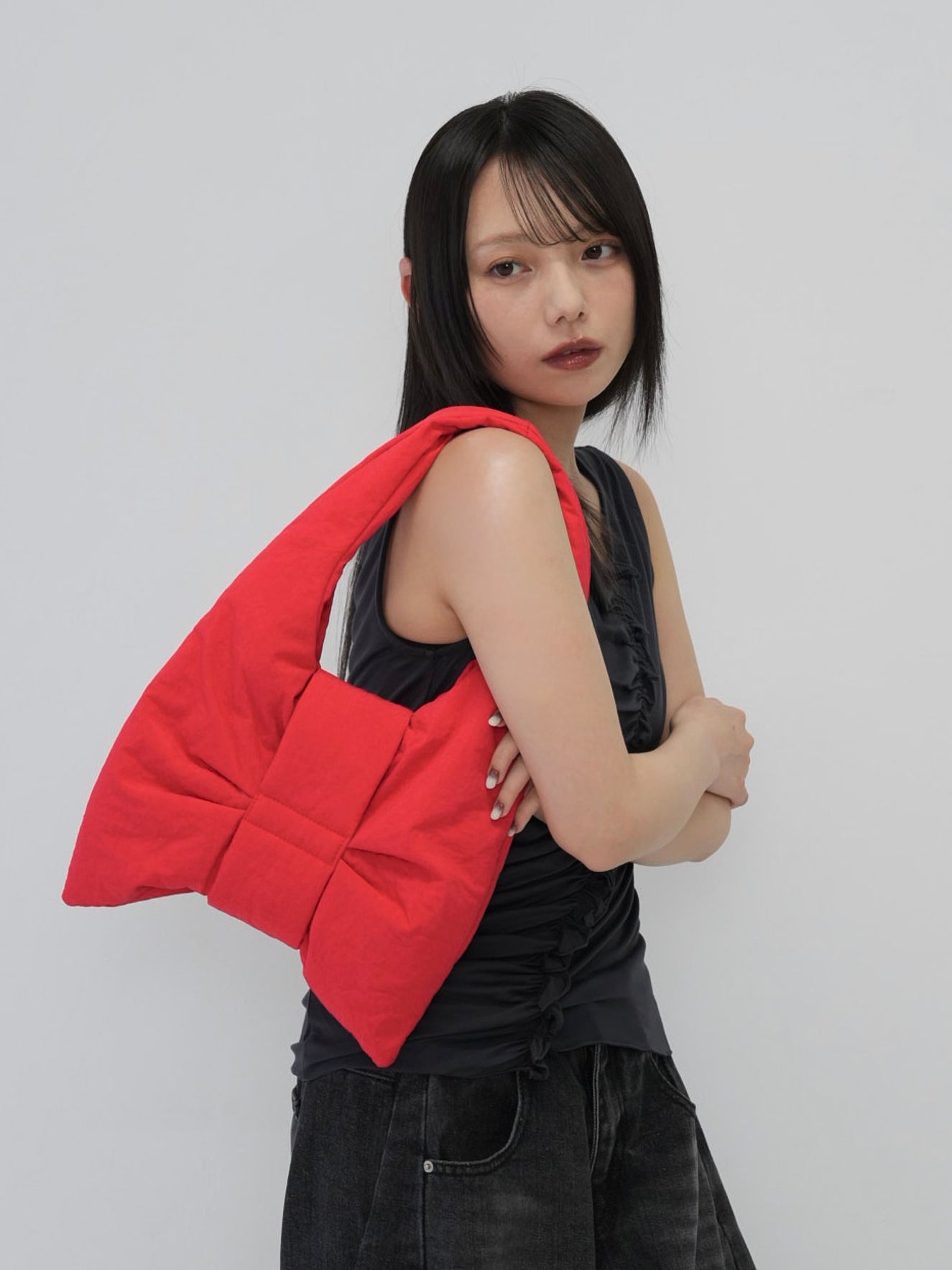 fluffy ribbon mini bag