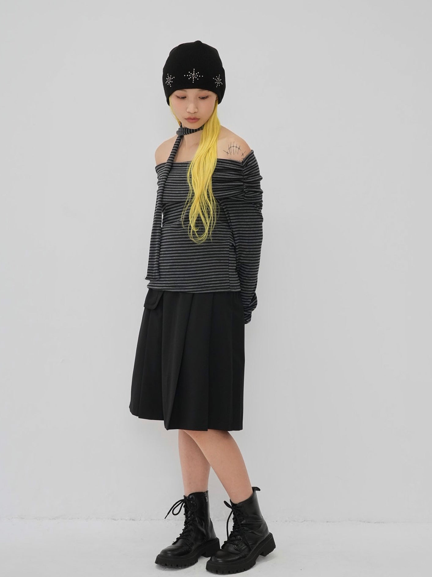 step pleats skirt