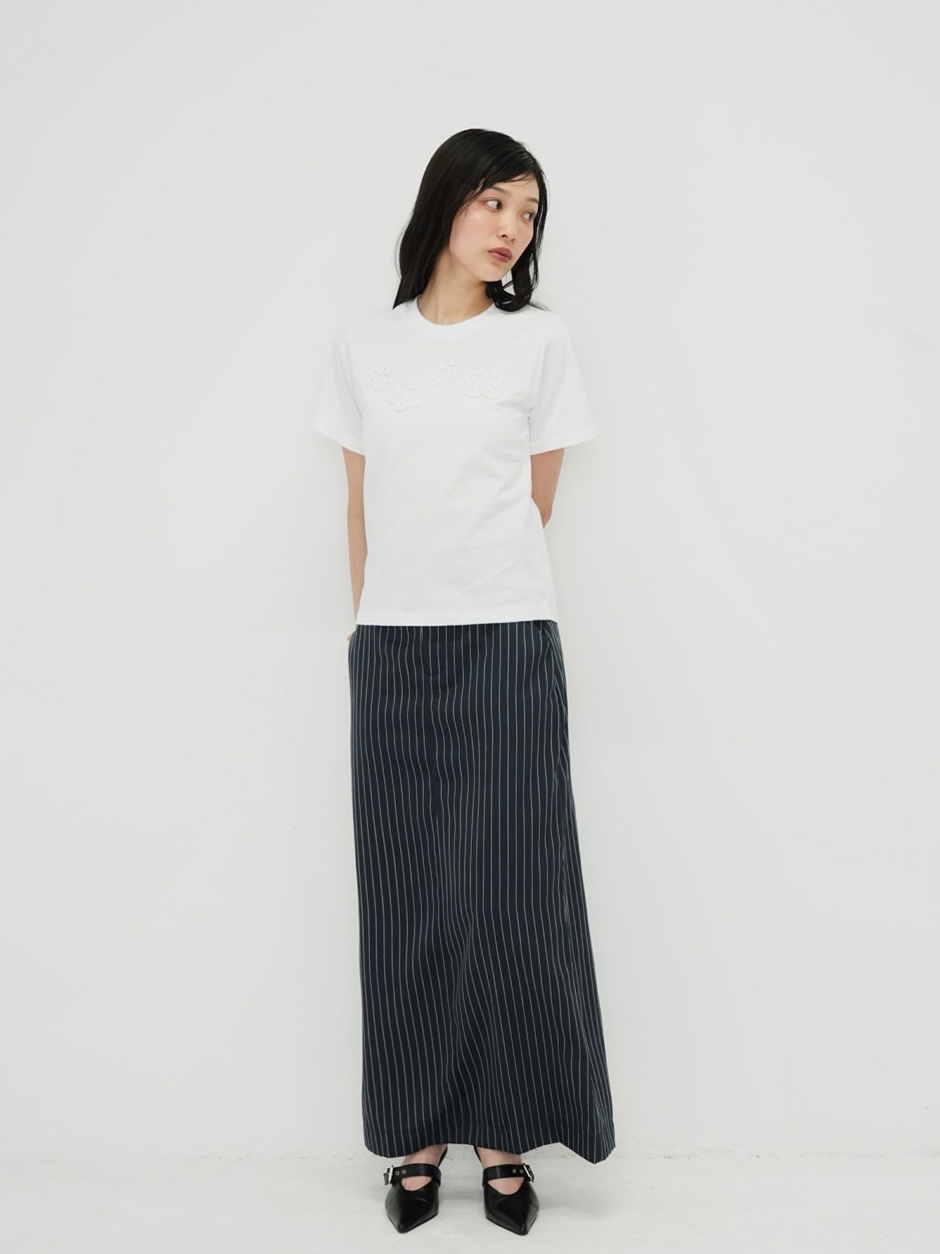 stripe long skirt