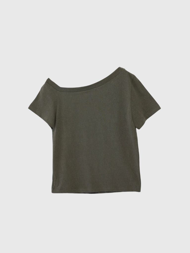 one shoulder stud tops