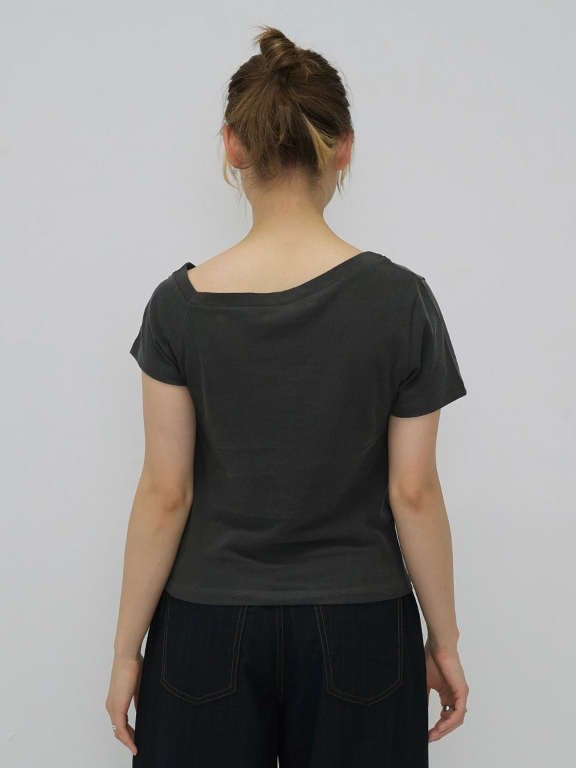 one shoulder stud tops