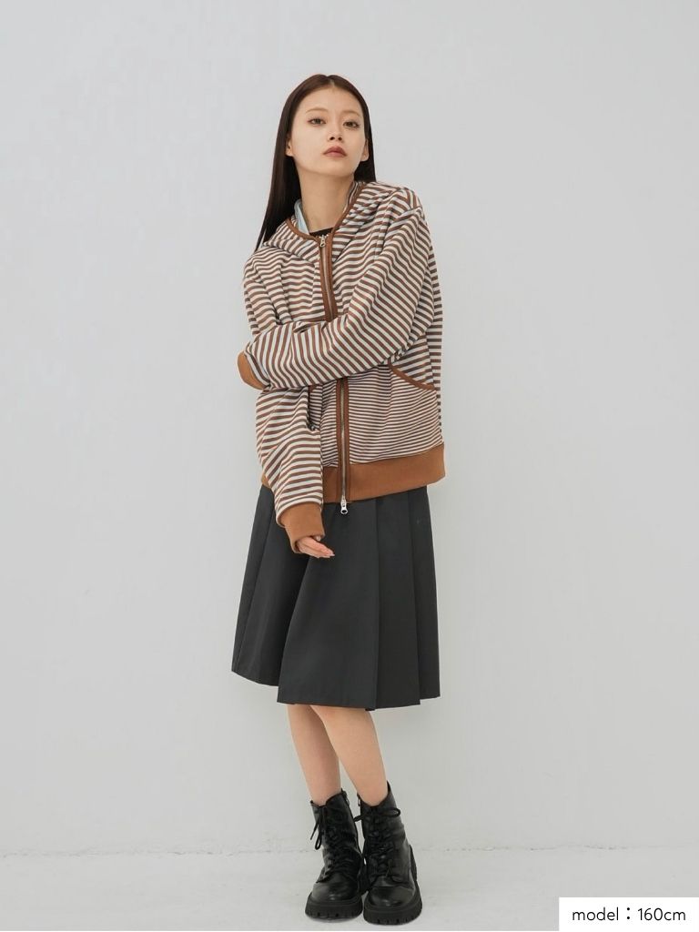 stripe pattern zip hoodie