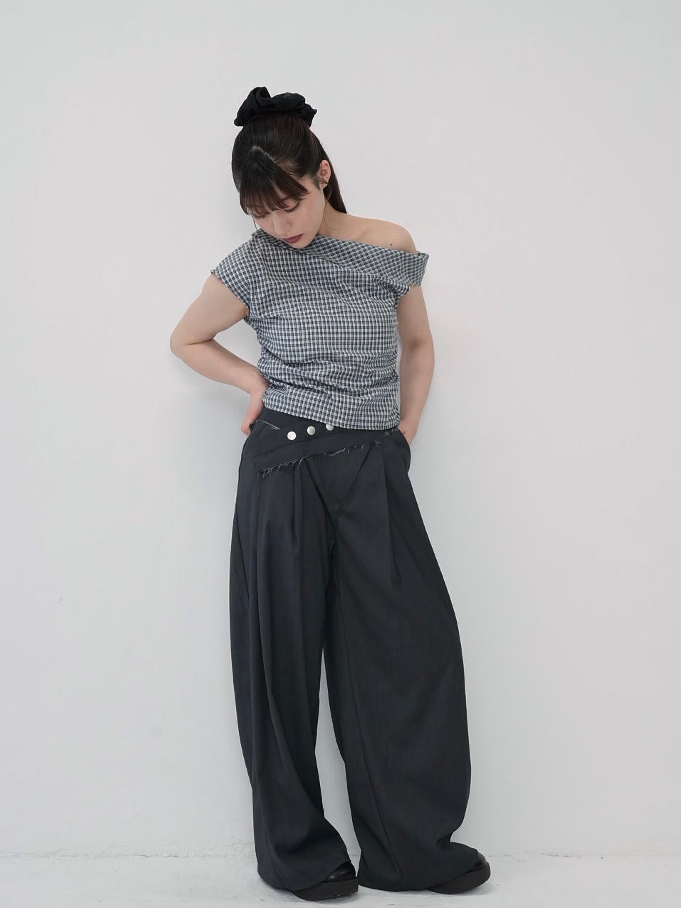 layered belt wide pants