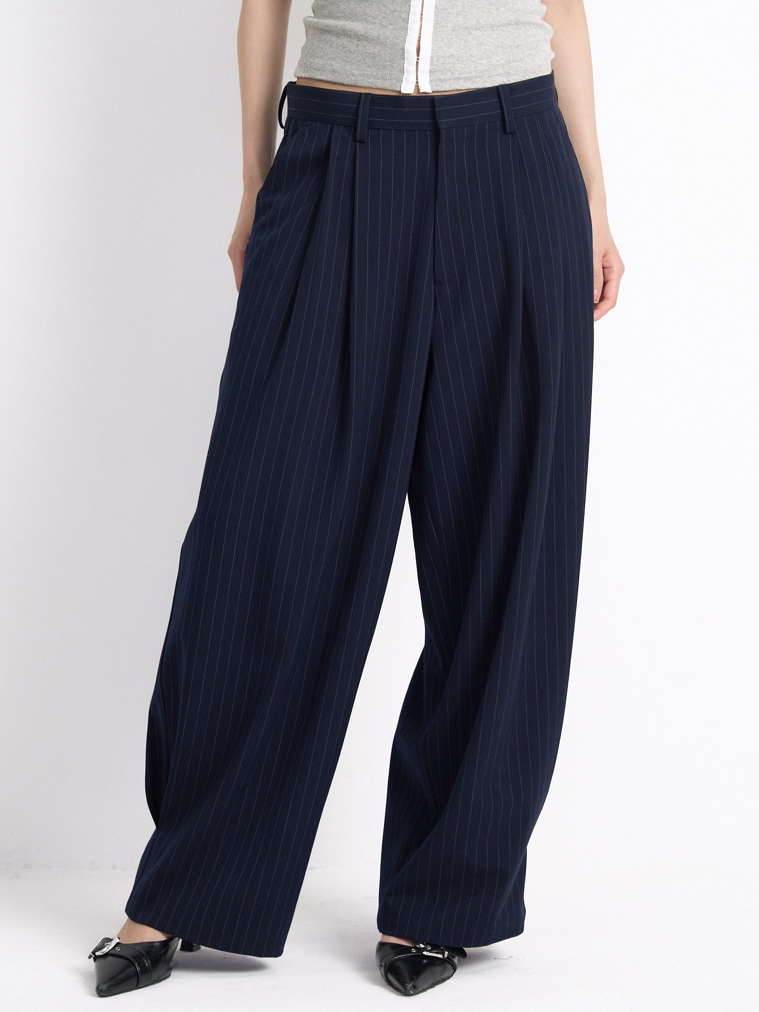 wide stripe tuck pants – enewdnina
