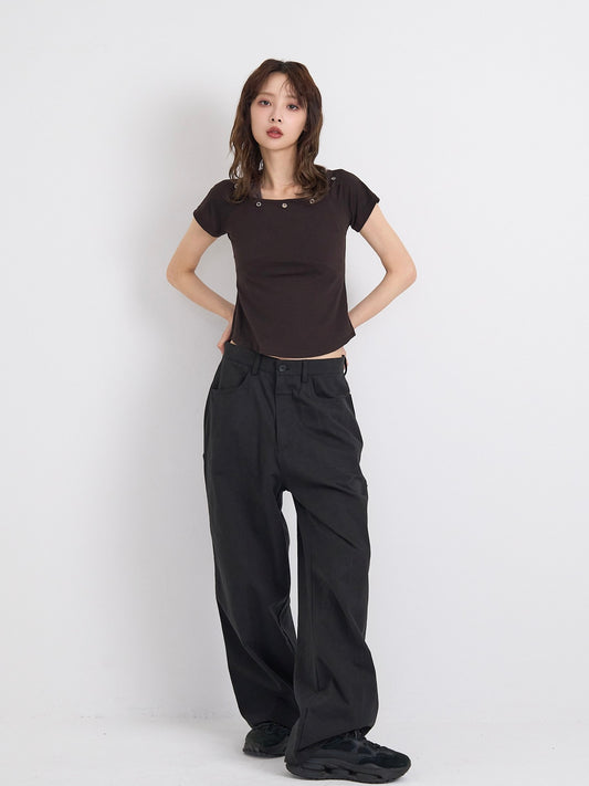 eyelet halter layered tops