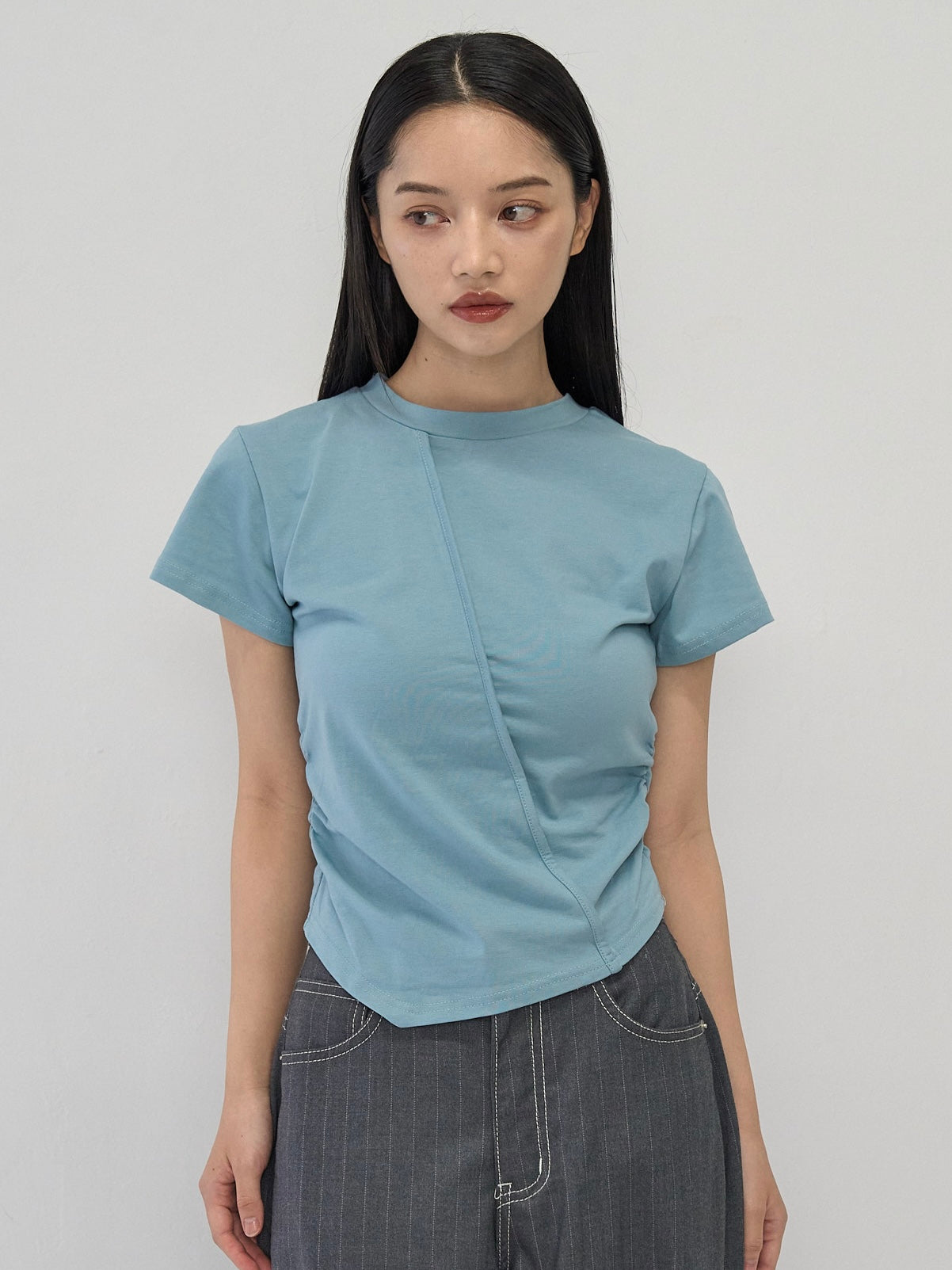 center seam side shirring tops