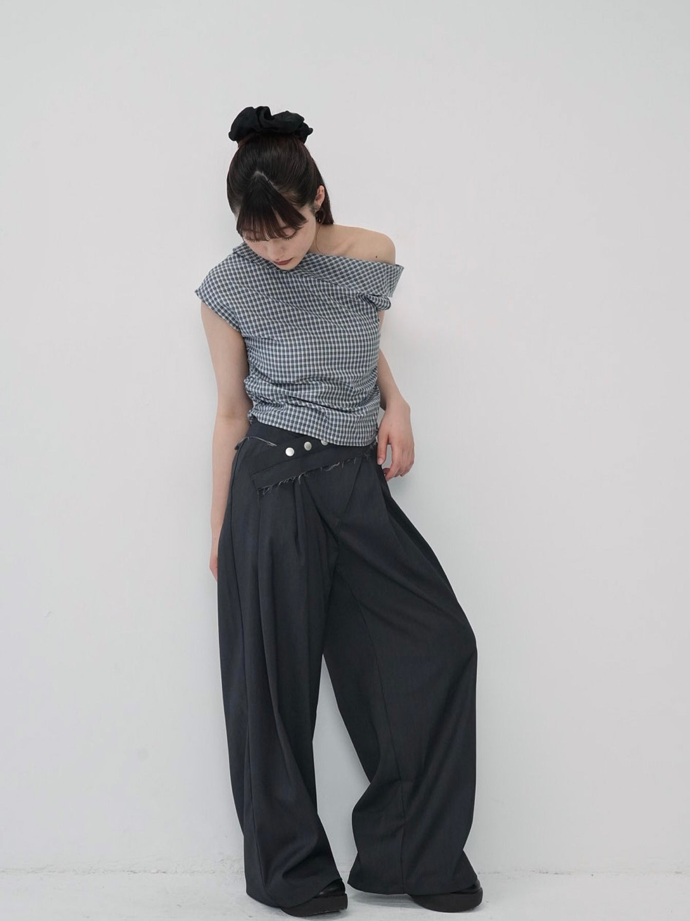 layered belt wide pants