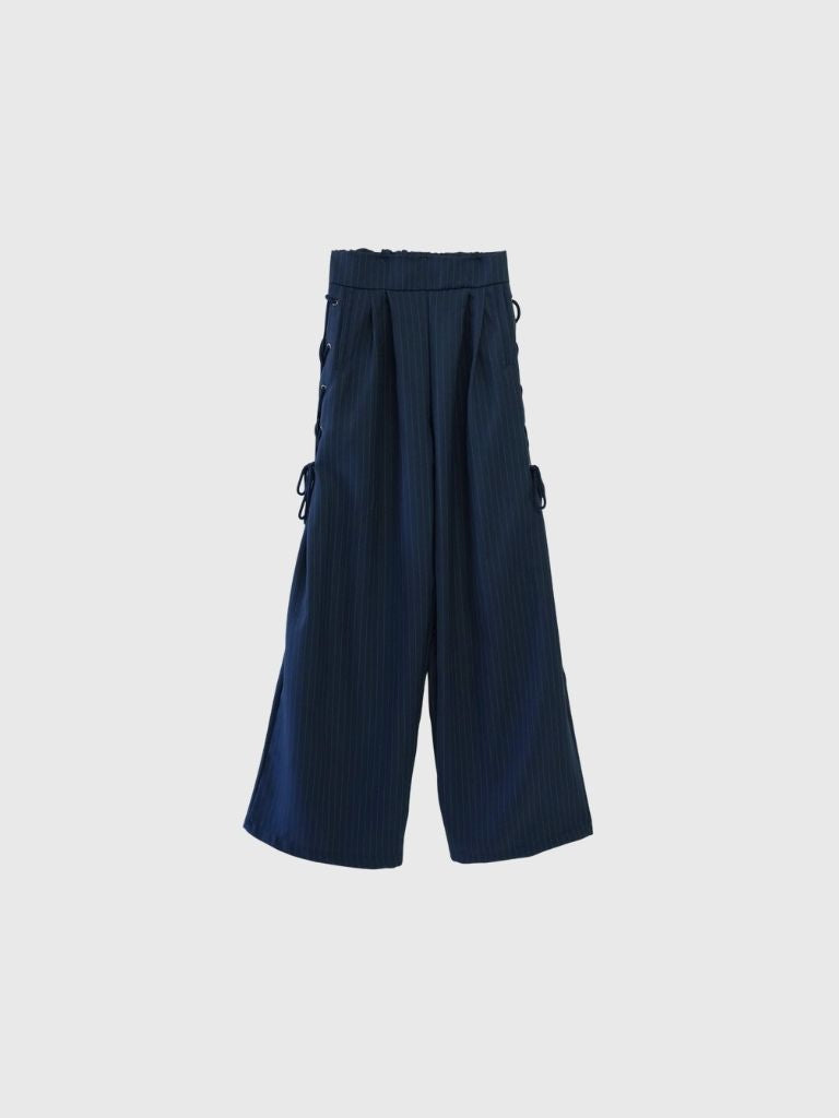 stripe side ribbon wide pants