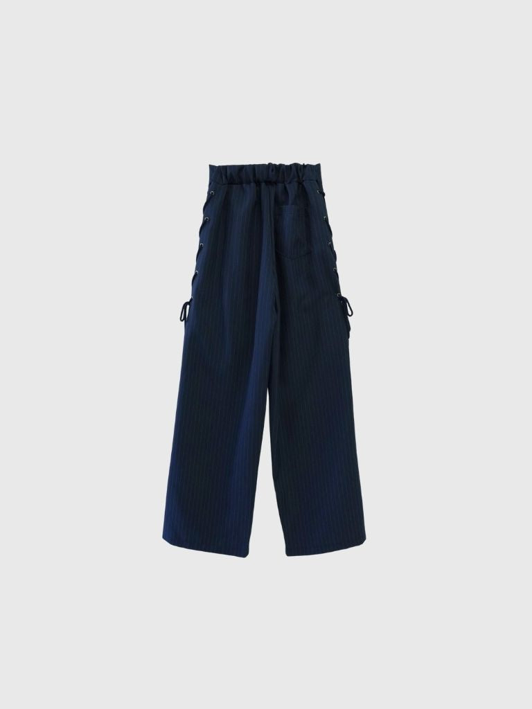 stripe side ribbon wide pants