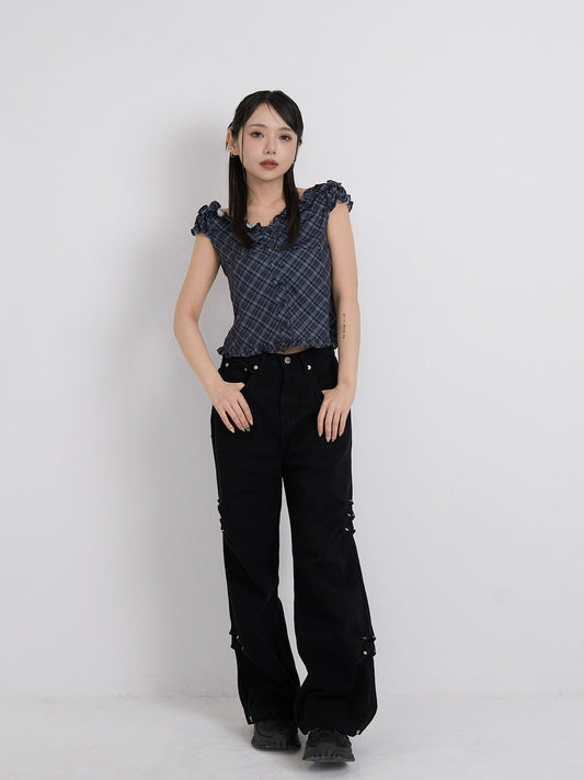 cotton side eyelet pants