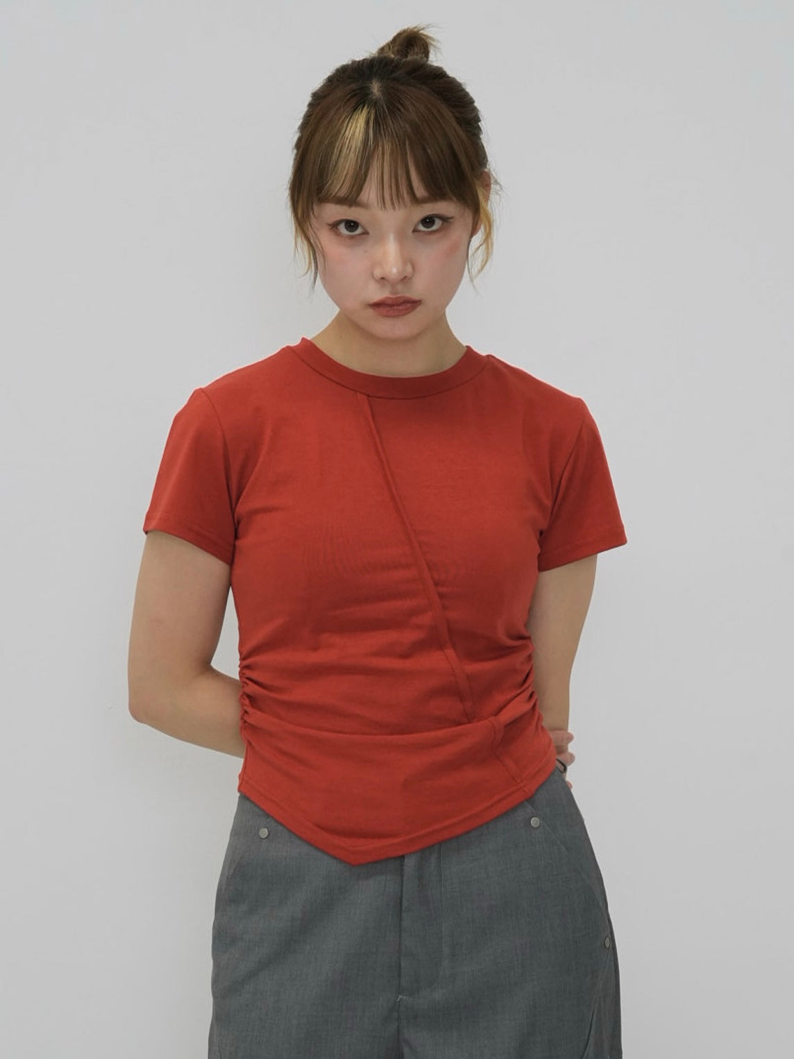 center seam side shirring tops
