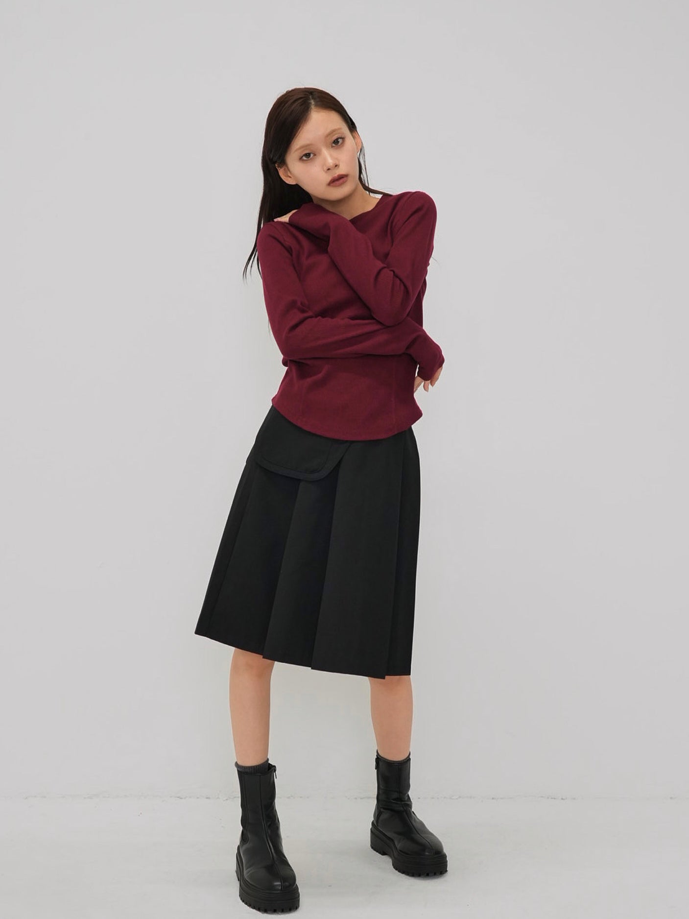 step pleats skirt