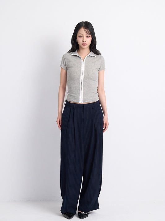 wide stripe tuck pants