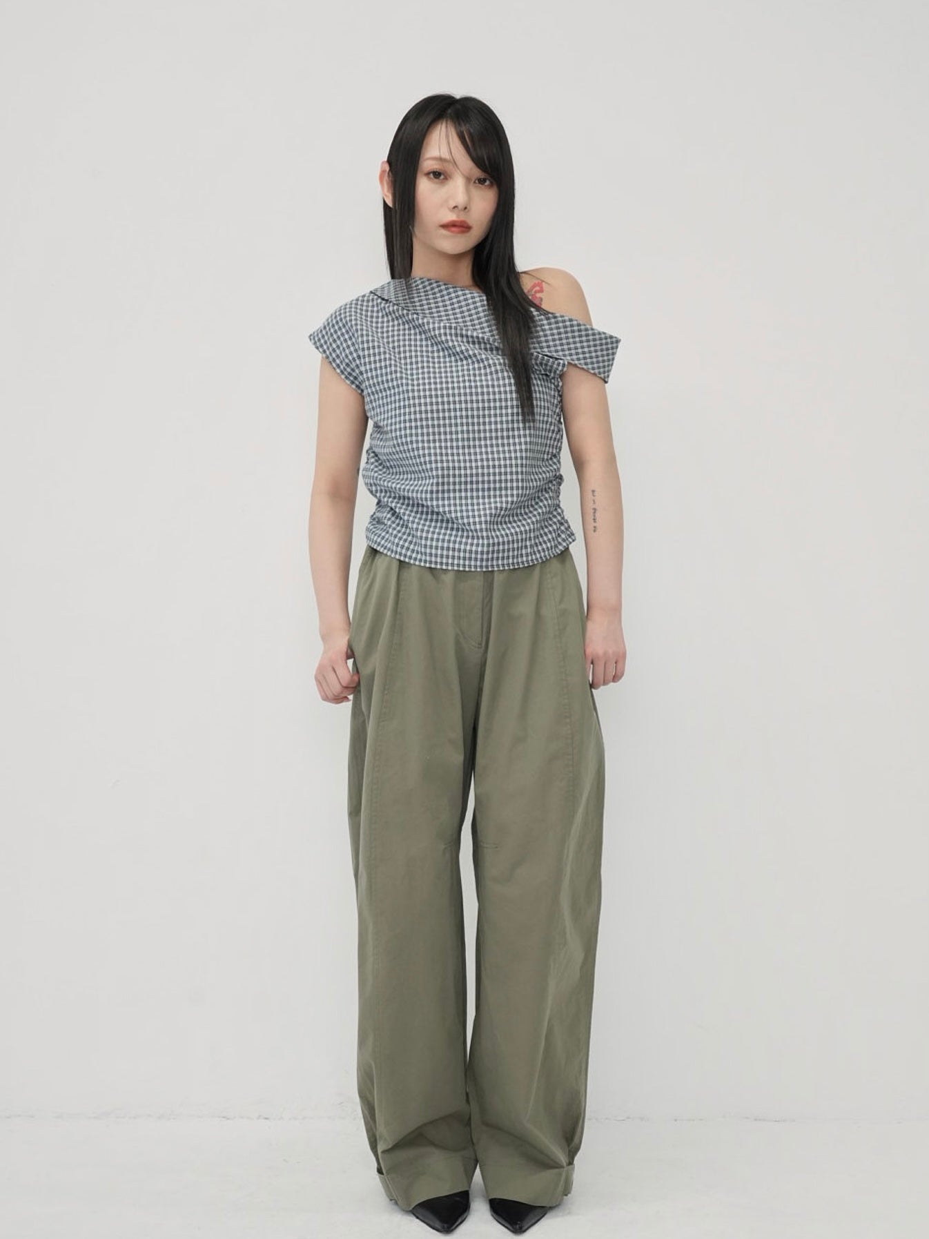 asym check blouse