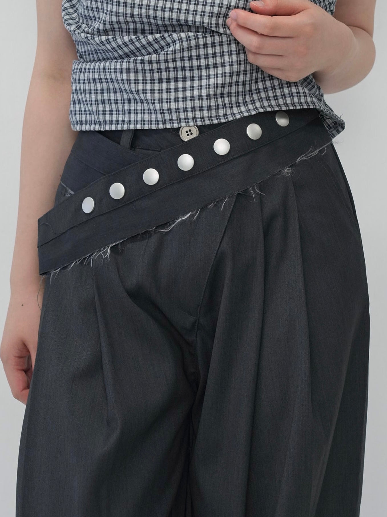 layered belt wide pants