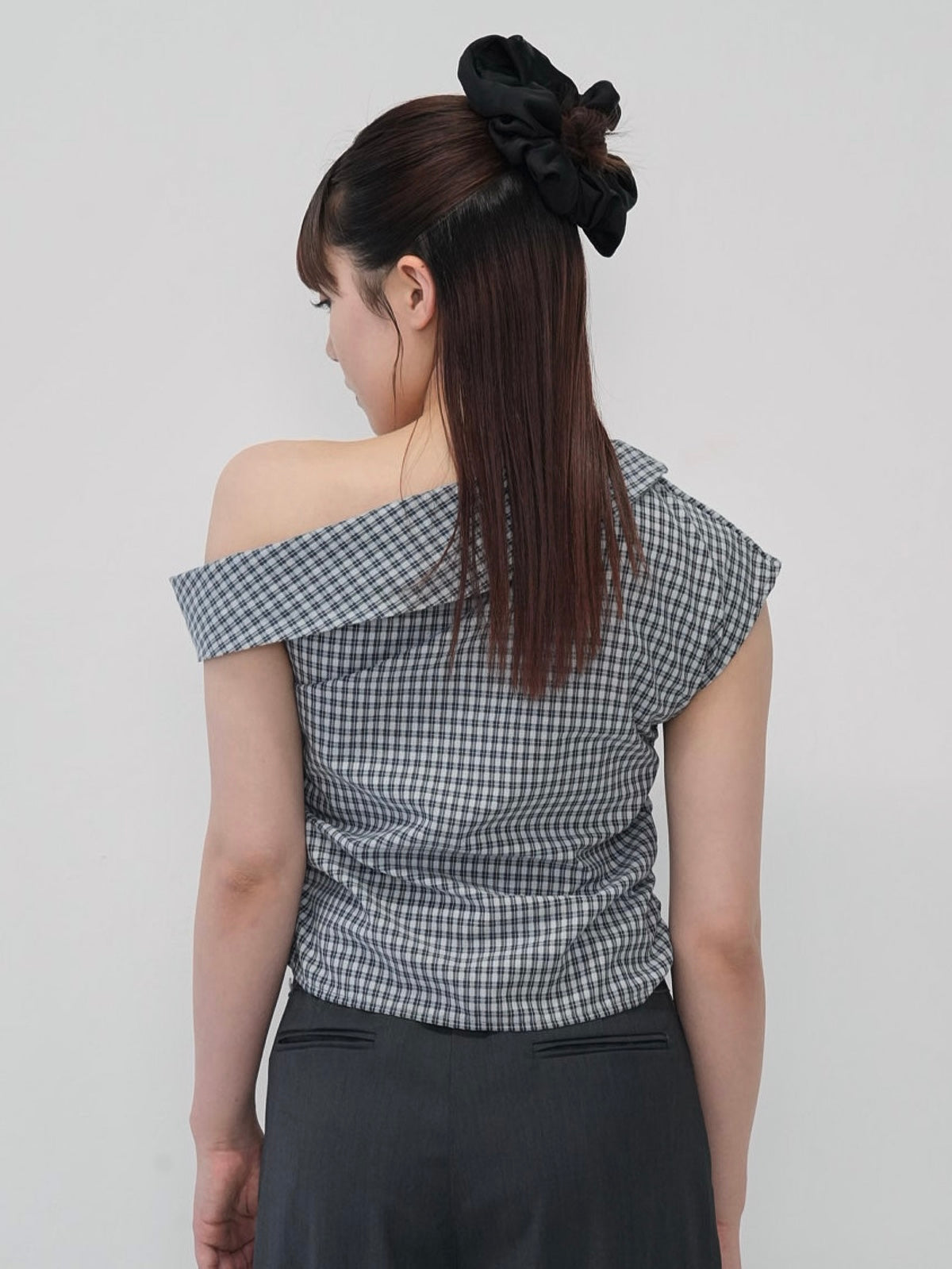 asym check blouse