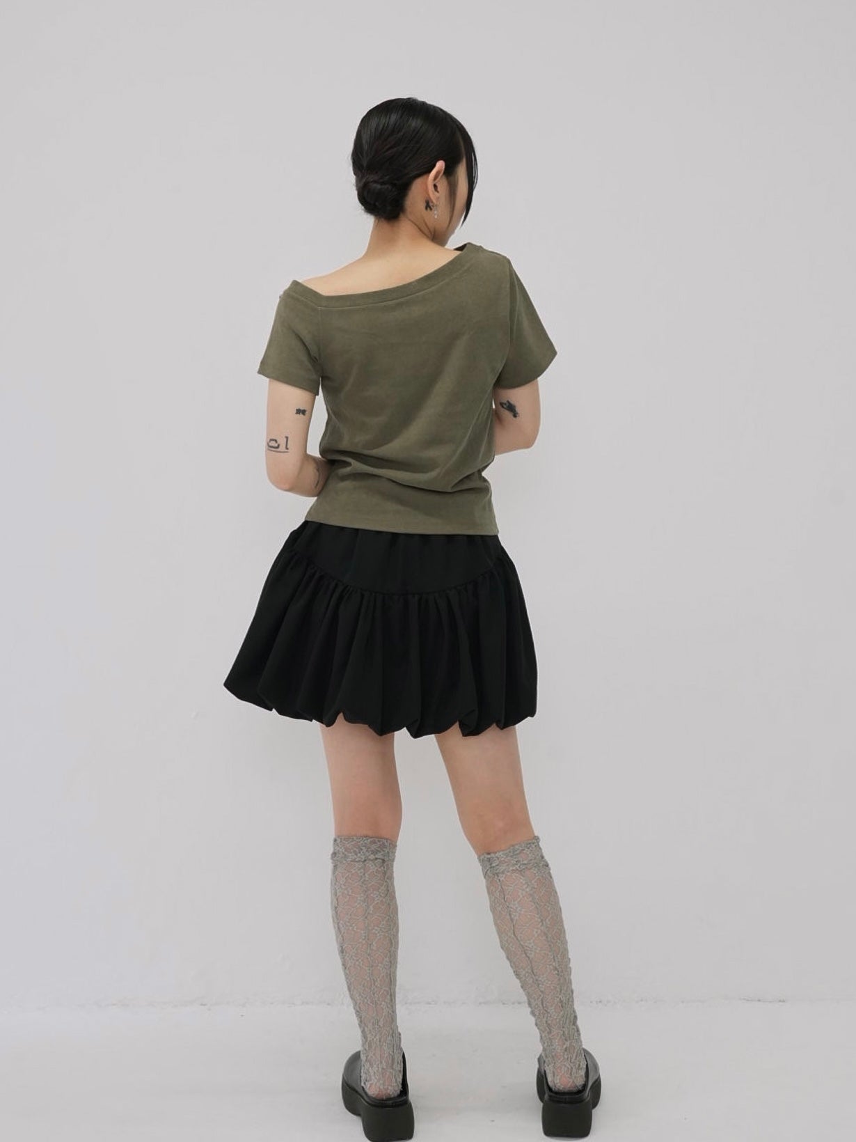 one shoulder stud tops