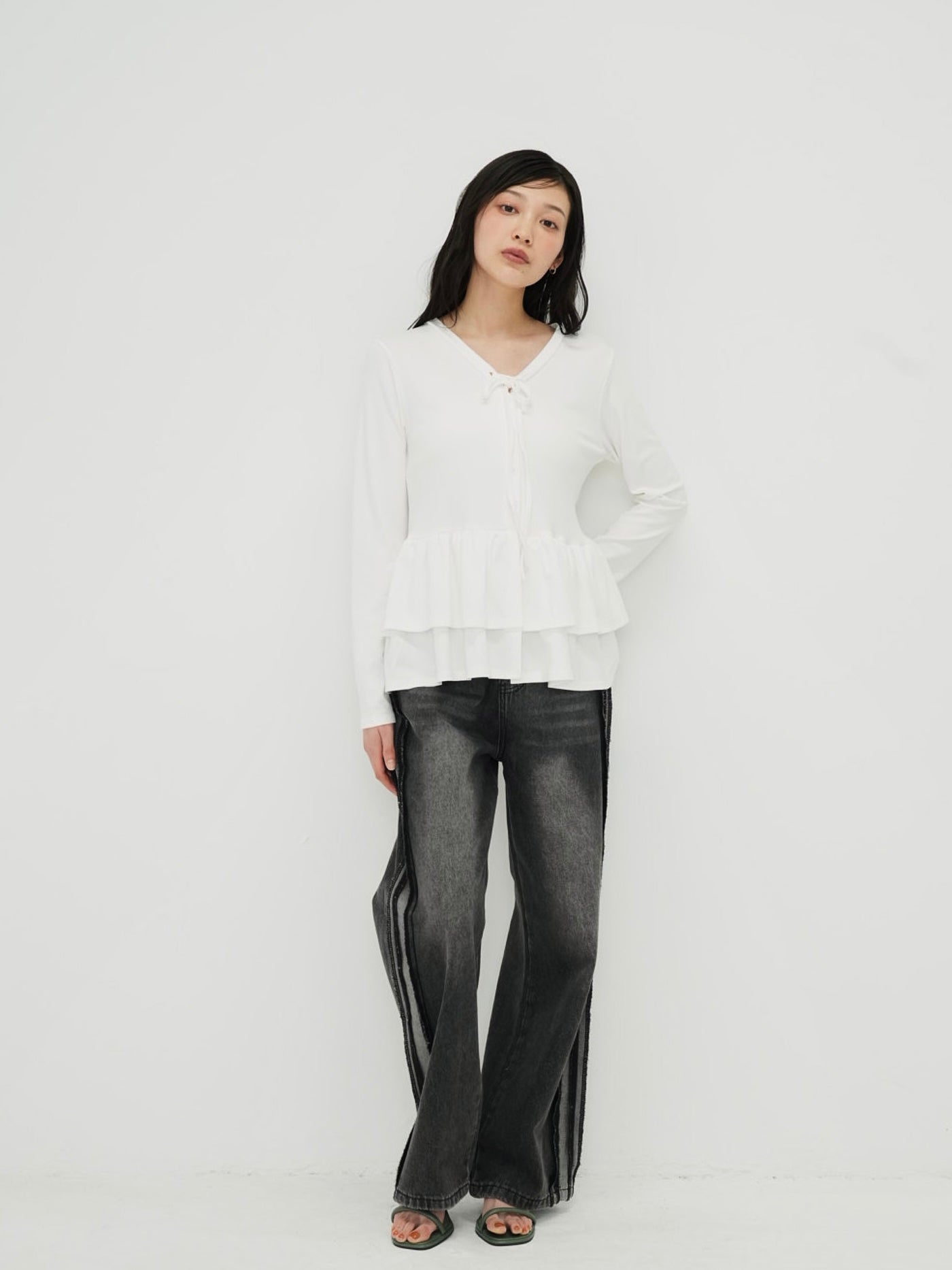 frill front ribbon cardigan