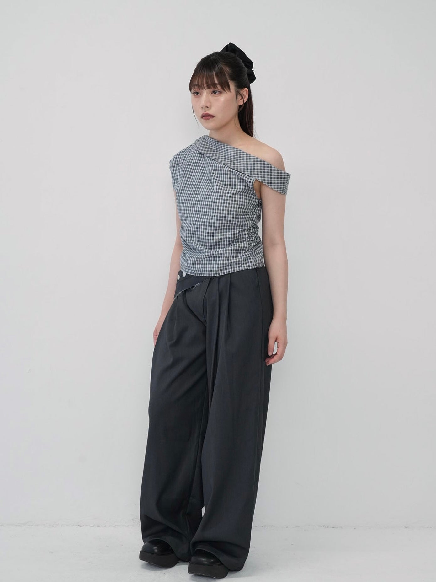 asym check blouse