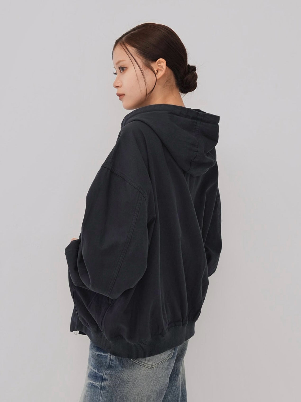over pocket zip up hoodie