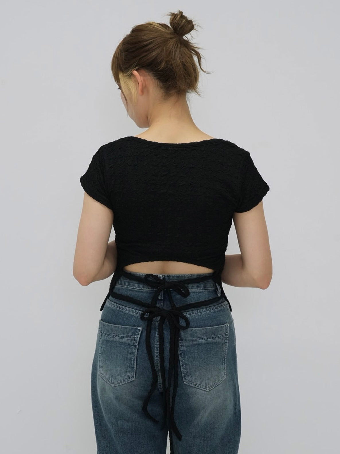 ribbon open back tops