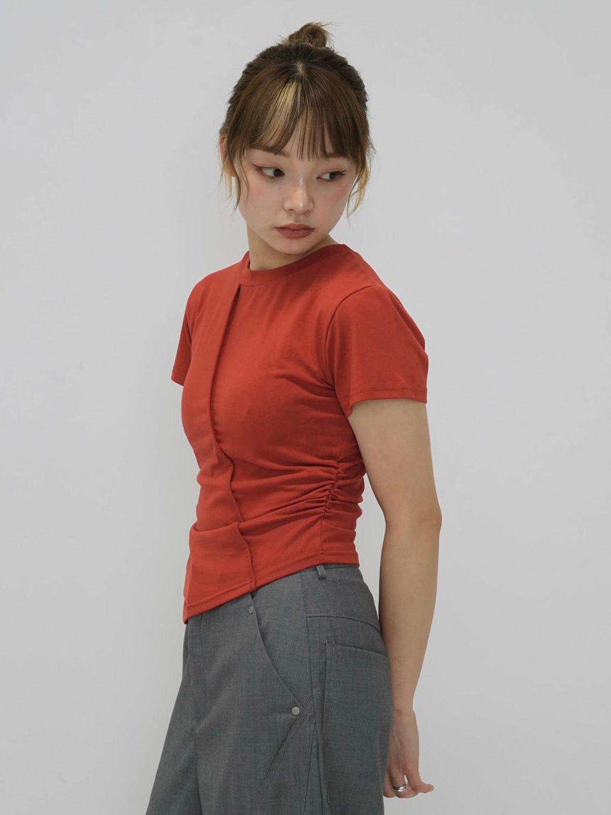 center seam side shirring tops