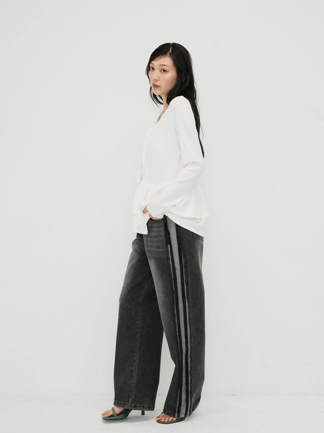 frill front ribbon cardigan