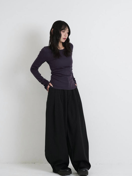 round neck button sleeve tops