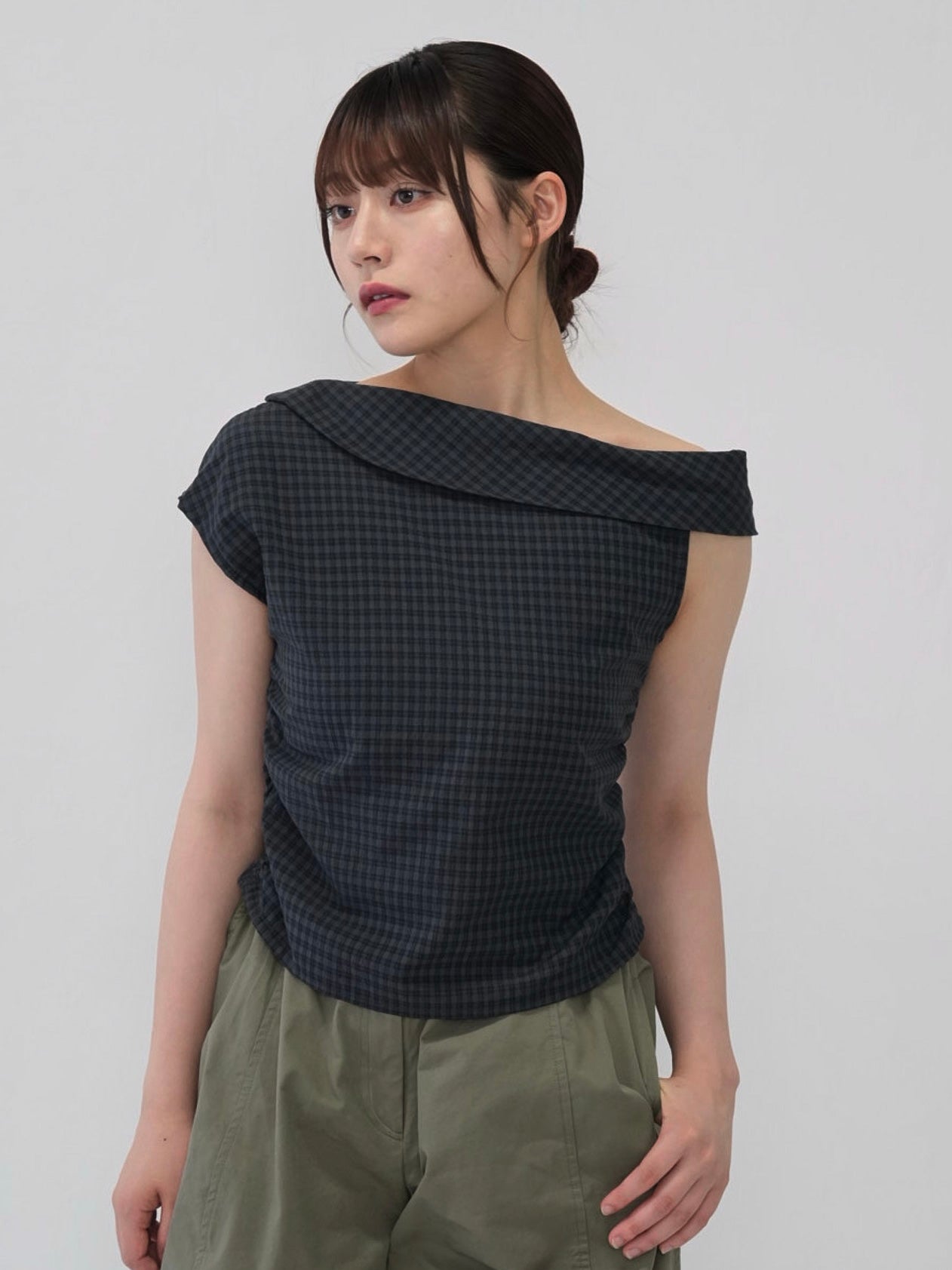 asym check blouse
