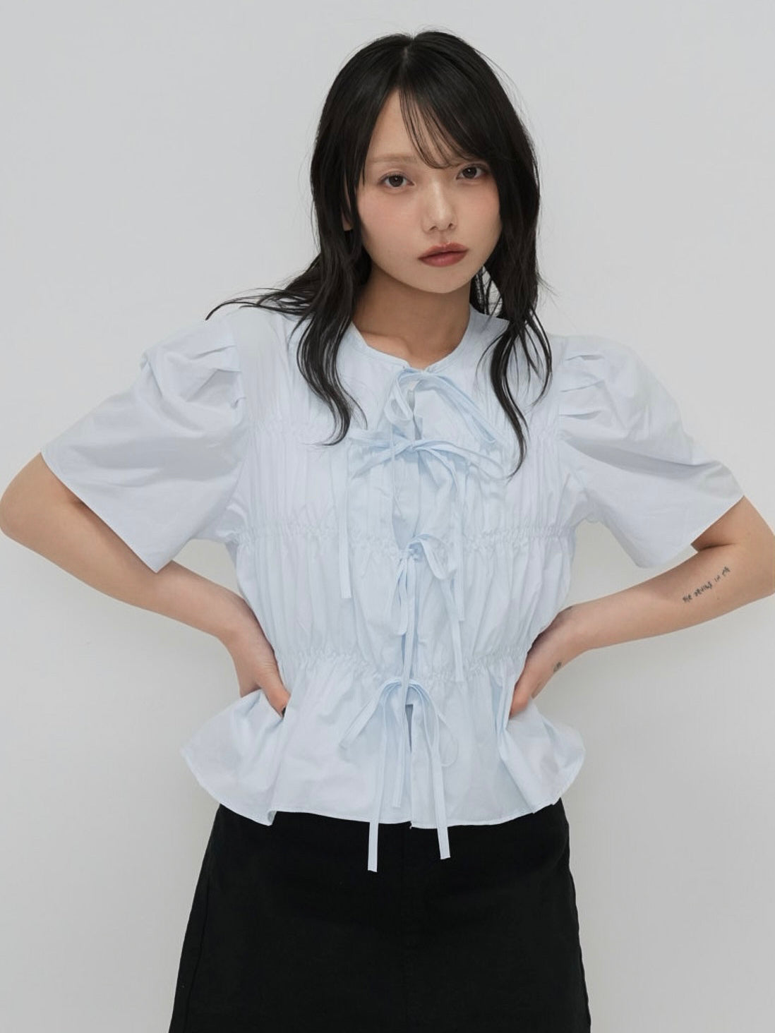 front ribbon blouse