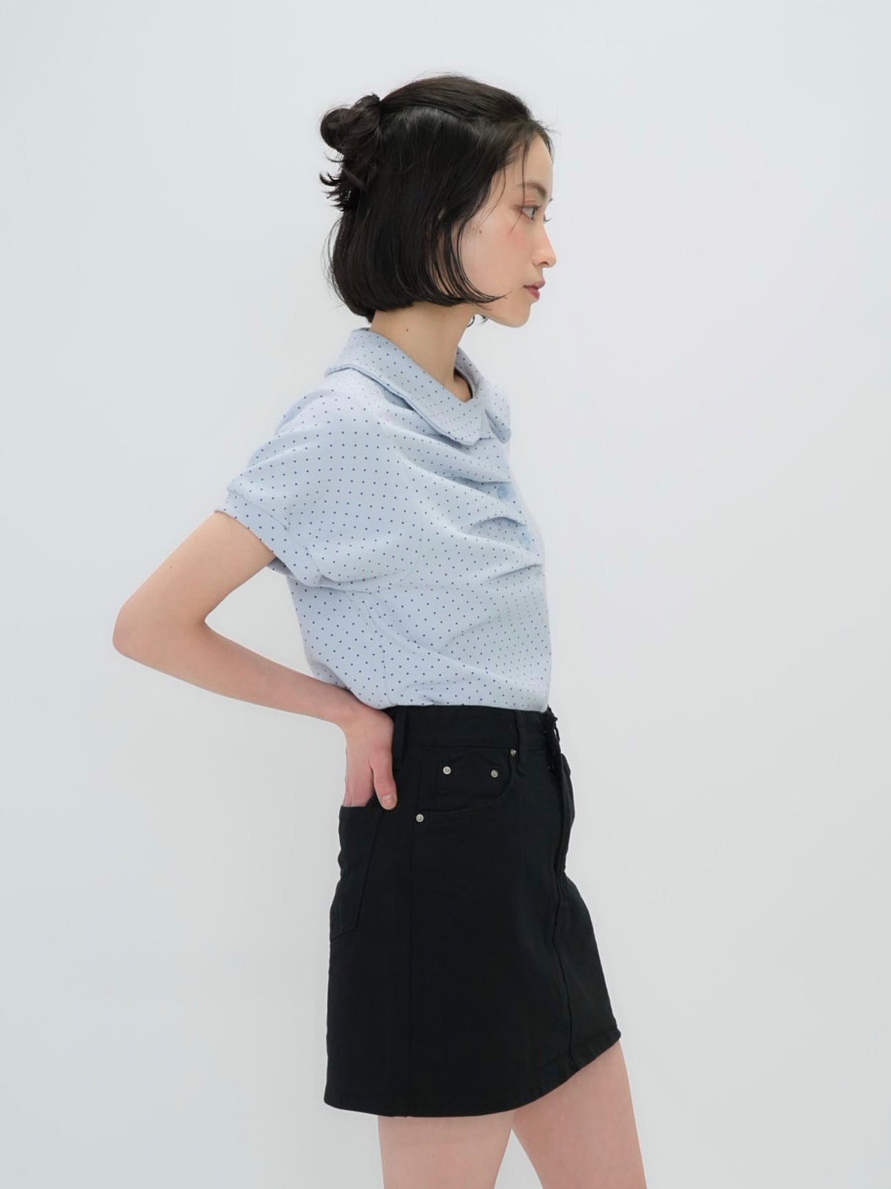 round collar puff dot tops