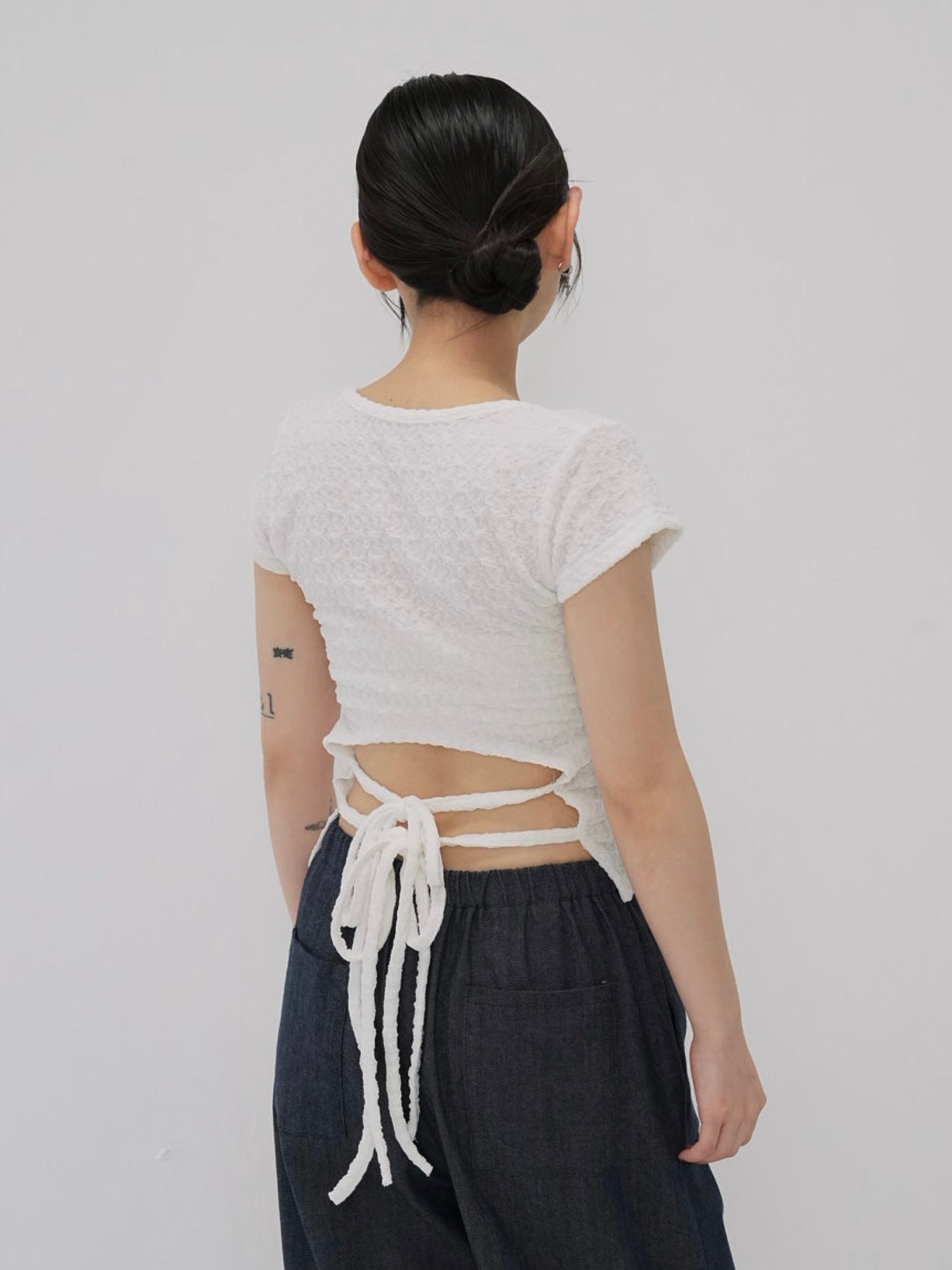 ribbon open back tops